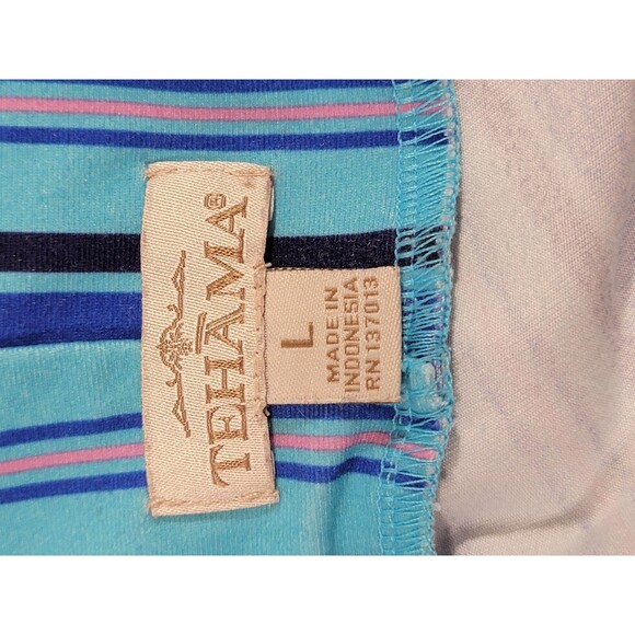 ALK Women's Large Tehama Blue Striped A-Line Casual Jersey Folded Waist Skirt - Picture 4 of 6